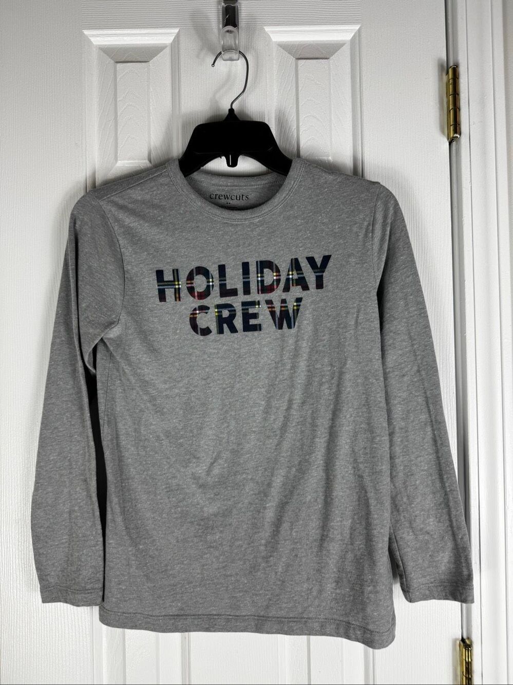 Crewcuts By J Crew Boys Grey Long Sleeve Holiday Crew Graphic Tee Size 10-11 yea